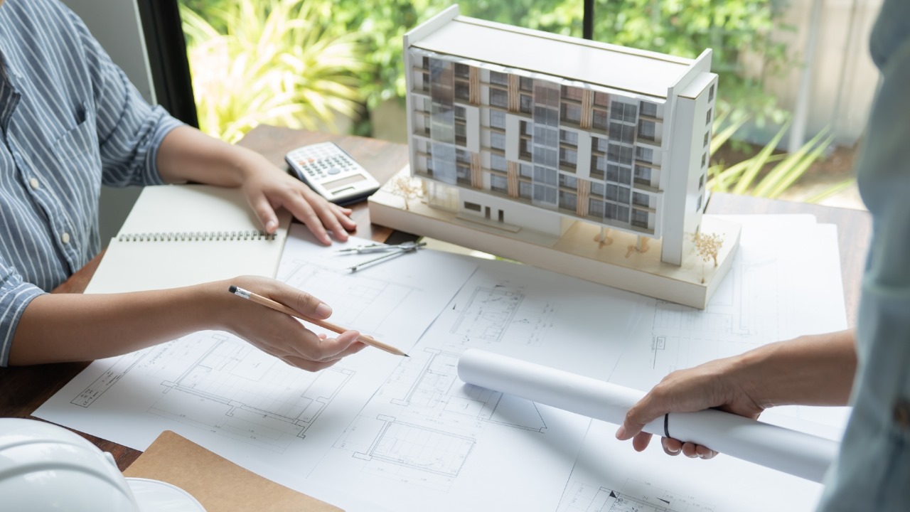 Construction site on a river