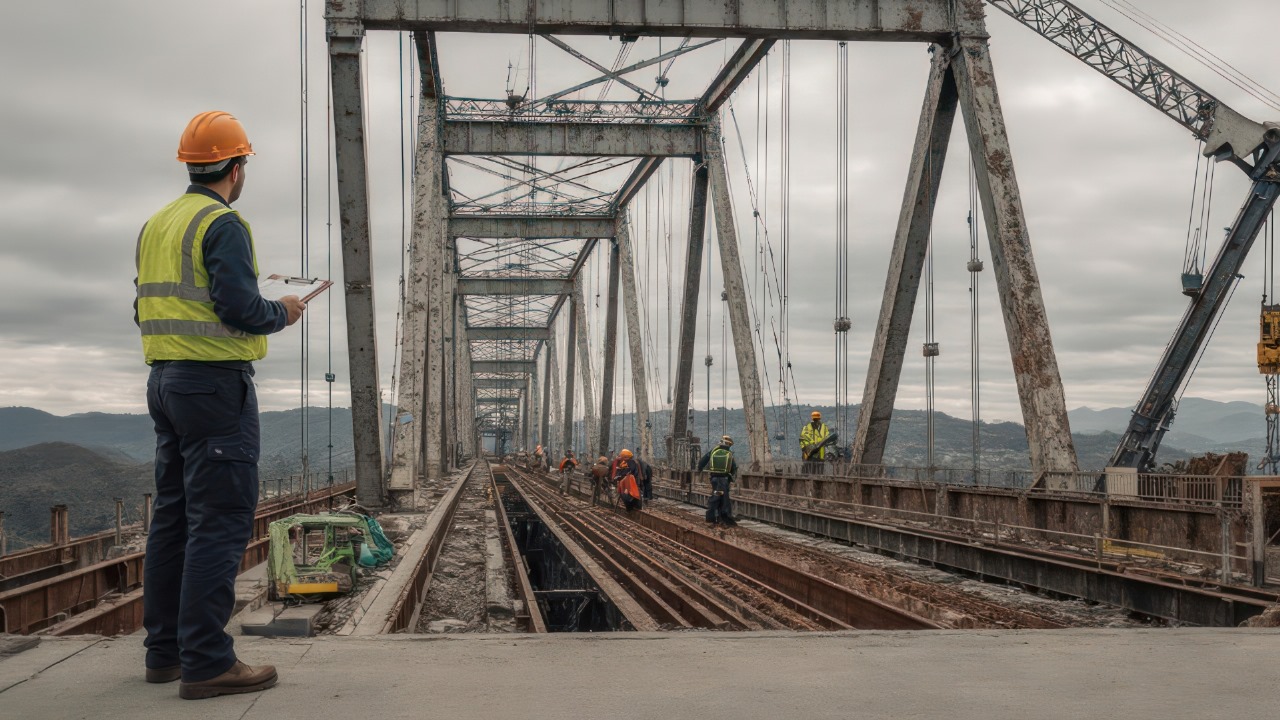 Construction site on a river